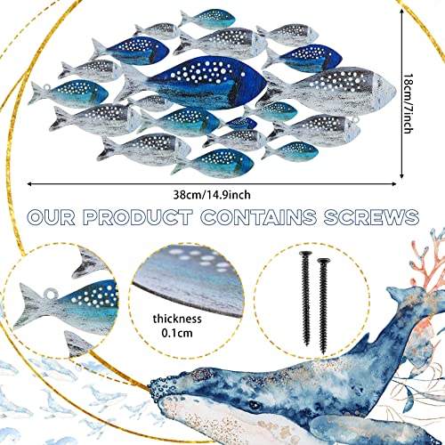 Hotop Metal Fish Wall Decor Handcrafted Fish Art Summer Metal Wall Sculpture Marine Decor for Coastal Nautical Beach or Boat Decoration Collector Vacation House Art Bedroom Bathroom Living Room(Fish) - Image 3