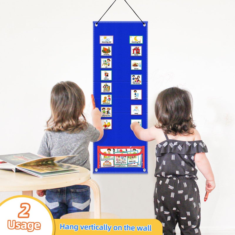 ALSLEA Visual Schedule for Kids with Autism Chore Chart for Toddler Planning Board Daily Routine Chart Autism Learning Materials Classroom, Home Use with 124 Cards (Blue) - Image 4