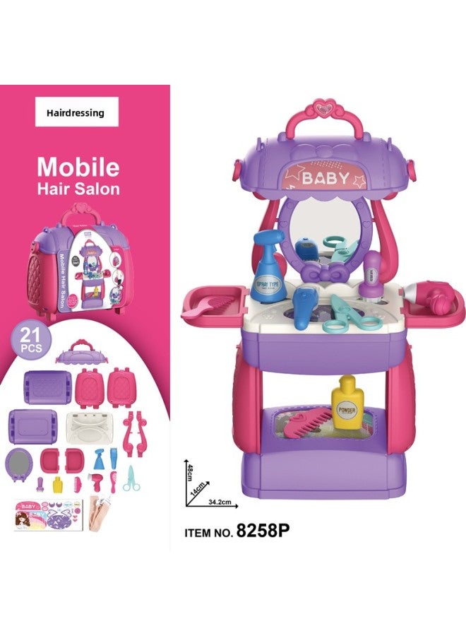 Children's Simulation Kitchen Tableware Suit Dressing Tools Supermarket Play House Crossbody Handbag Doctor Toy-Color:8258p Hair Salon Bag 0.6kg  - Image 1