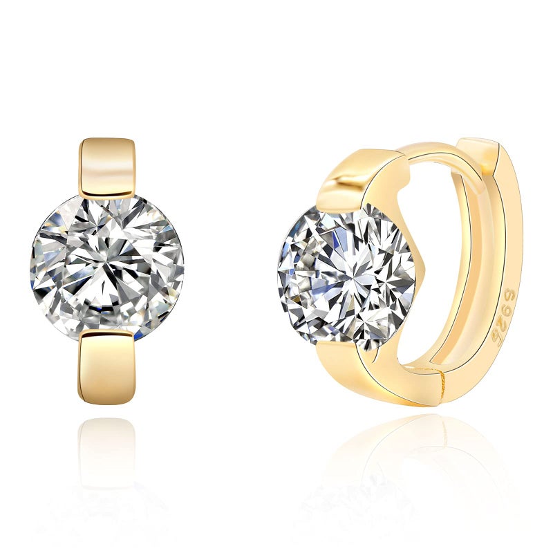 NEOSHOW Small Gold Hoop Earrings for Women 14k Real Gold Plated Cubic Zirconia Huggie Earrings Tiny Cute Cartilage Hypoallergenic Earrings Jewelry Gifts for Women (Clear) - Image 1