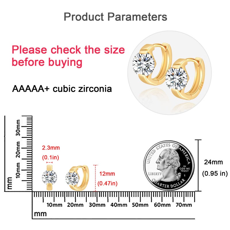 NEOSHOW Small Gold Hoop Earrings for Women 14k Real Gold Plated Cubic Zirconia Huggie Earrings Tiny Cute Cartilage Hypoallergenic Earrings Jewelry Gifts for Women (Clear) - Image 2