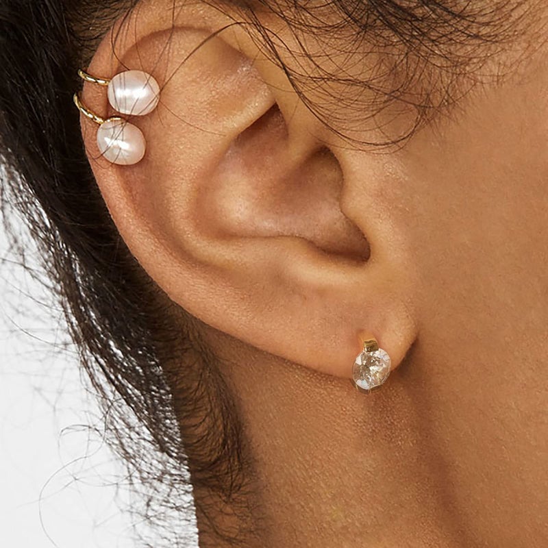 NEOSHOW Small Gold Hoop Earrings for Women 14k Real Gold Plated Cubic Zirconia Huggie Earrings Tiny Cute Cartilage Hypoallergenic Earrings Jewelry Gifts for Women (Clear) - Image 4
