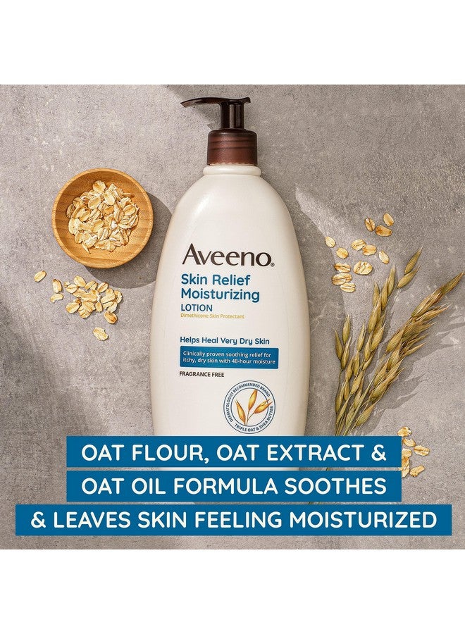Aveeno Skin Relief 24-Hour Moisturizing Lotion for Sensitive Skin with Natural Shea Butter & Triple Oat Complex, Unscented Therapeutic Lotion for Extra Dry, Itchy Skin, 8 fl. oz - Image 2