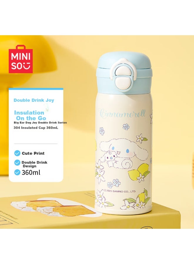 Miniso Big Ear Dog Le Si Double-drinking Series 304 Insulated Cup, 360ml - Image 1