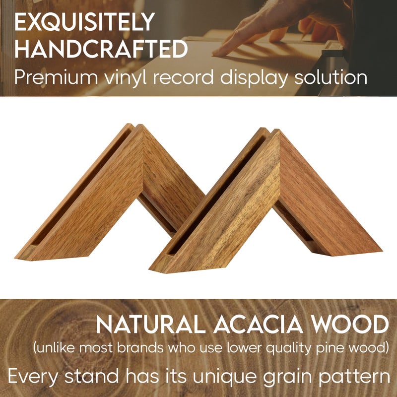 Tapeera Wooden Triangle Vinyl Record Stand Wall Mount - No Drill Wooden Vinyl Record Holder Accessories - Vinyl Record Display Lp Floating Shelf - Album Frame For Vinyl Record No Screw (2 Stands) - Image 4