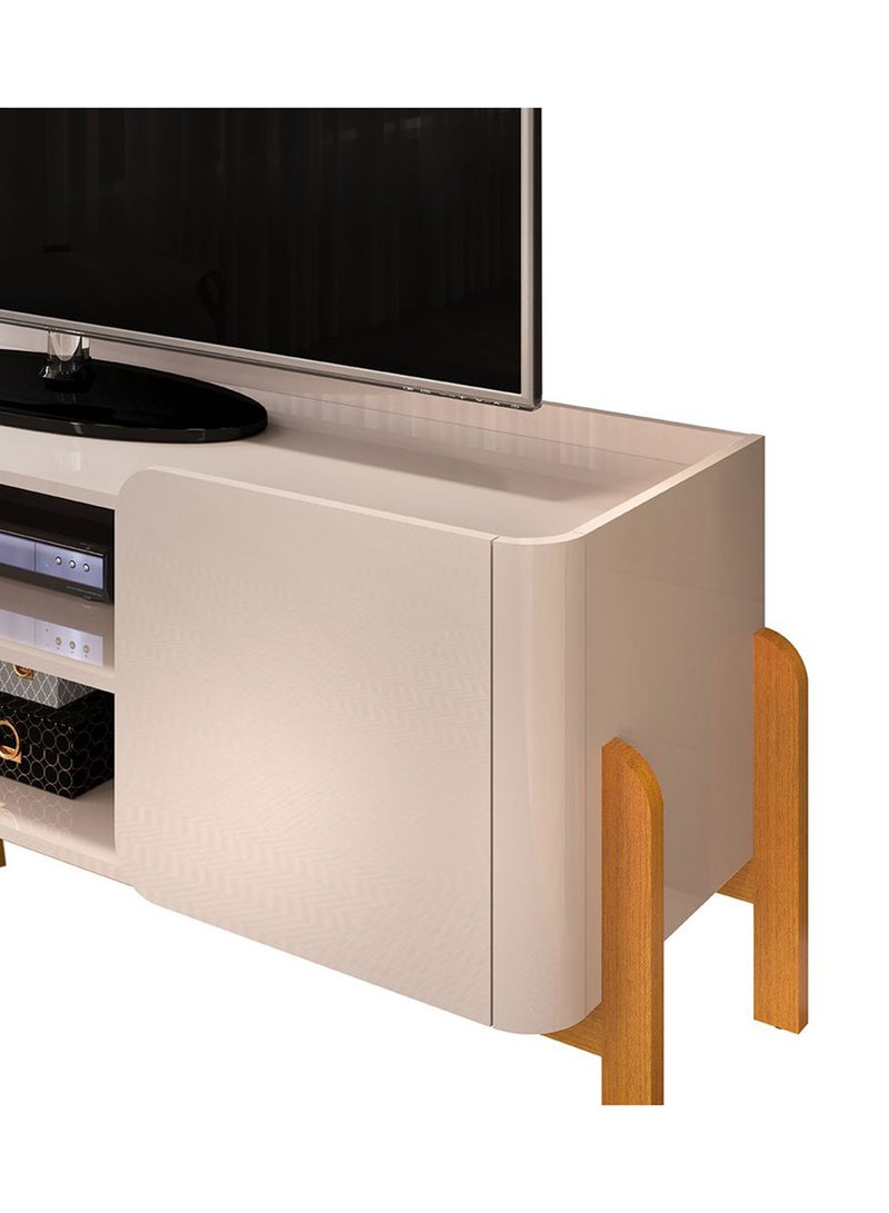 DANUBE HOME وحدة تلفاز شيرا مع 2 أبواب ورفوف مفتوحة حتى 65 بوصة | خزانة تلفاز بتصميم حديث | حامل تلفاز خشبي | مركز وسائط لغرفة المعيشة L180xW44.5xH60.5cm-بيج - Image 5