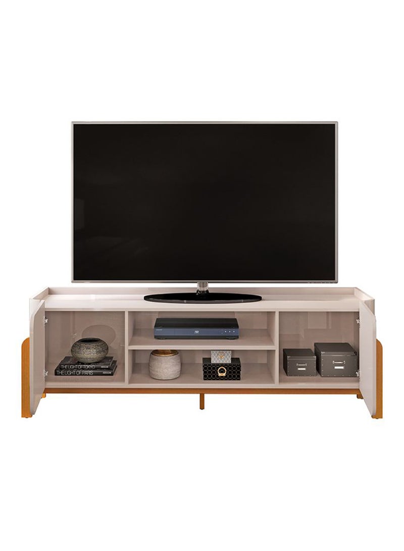 DANUBE HOME وحدة تلفاز شيرا مع 2 أبواب ورفوف مفتوحة حتى 65 بوصة | خزانة تلفاز بتصميم حديث | حامل تلفاز خشبي | مركز وسائط لغرفة المعيشة L180xW44.5xH60.5cm-بيج - Image 2