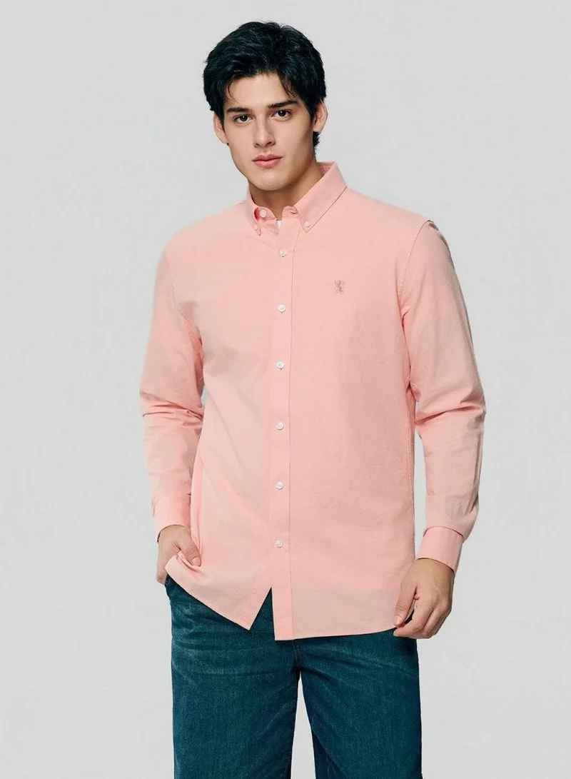 Men’s Cotton Slim Oxford Shirt with Embroidery