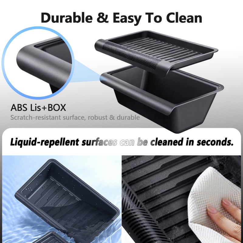 Abystar Upgraded Under seat Storage Tray with Lid for Tesla Model Y Juniper 2026, Hidden Under-Seat Organizer Box, Anti-Slip & Dustproof Design, Large-Capacity Interior Storage Accessories - Image 3