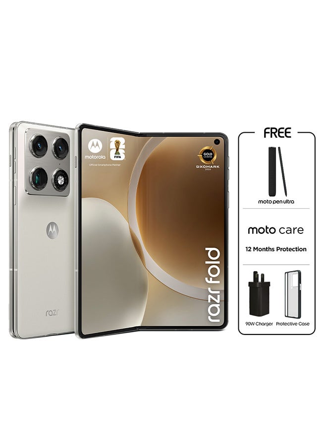 Motorola Razr Fold Dual SIM 5G Pantone Lily White 16GB RAM 512GB with Pen Ultra + 12 months Screen Potection Charger and Phone Case Inside the box - Middle East Version - Image 1