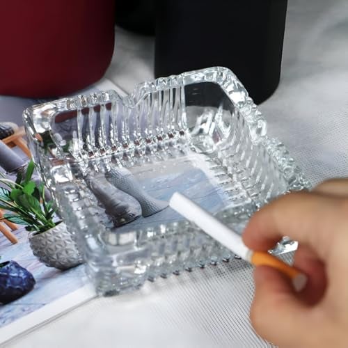 MeeTo Square Glass Lined Ashtrays for Cigarettes, Portable Decorative Modern Ashtray for Home Office In/Outdoor Tabletop Beautiful Decoration Craft Patio Use, Fancy Cool Ash Holder Case,Pack Of 1 - Image 5