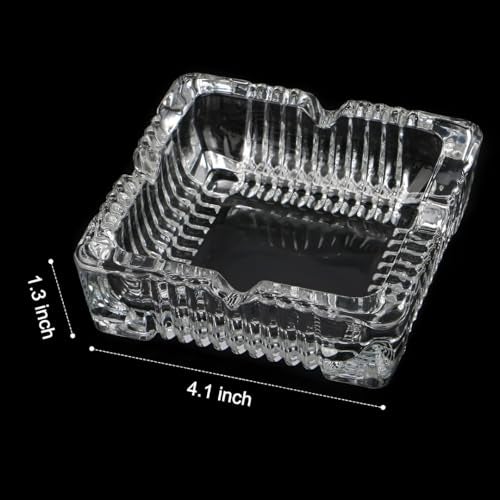 MeeTo Square Glass Lined Ashtrays for Cigarettes, Portable Decorative Modern Ashtray for Home Office In/Outdoor Tabletop Beautiful Decoration Craft Patio Use, Fancy Cool Ash Holder Case,Pack Of 1 - Image 3
