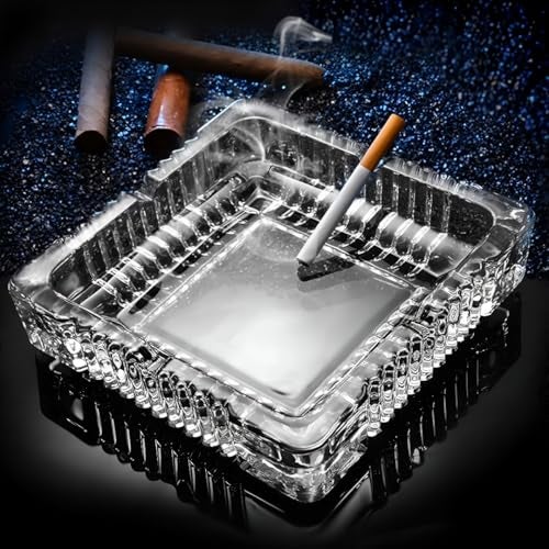 MeeTo Square Glass Lined Ashtrays for Cigarettes, Portable Decorative Modern Ashtray for Home Office In/Outdoor Tabletop Beautiful Decoration Craft Patio Use, Fancy Cool Ash Holder Case,Pack Of 1 - Image 2