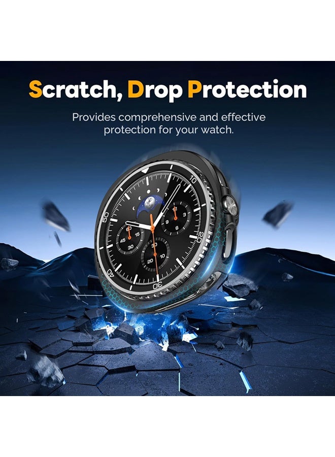SJet Samsung Galaxy Watch 8 Classic Screen Protector Case 46mm, Hard PC Bumper Cover with Anti-Fog Tempered Glass Protective Screen Protector for Galaxy Watch 8 Accessories (Black,46mm) - Image 4