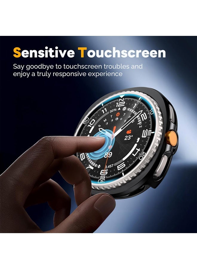 SJet Samsung Galaxy Watch 8 Classic Screen Protector Case 46mm, Hard PC Bumper Cover with Anti-Fog Tempered Glass Protective Screen Protector for Galaxy Watch 8 Accessories (Black,46mm) - Image 3