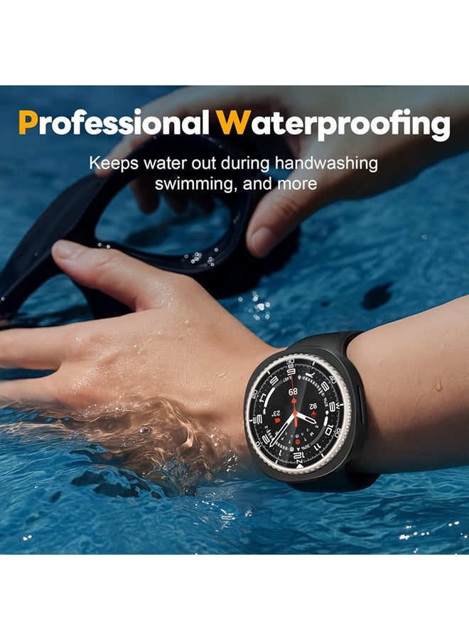 SJet Samsung Galaxy Watch 8 Classic Screen Protector Case 46mm, Hard PC Bumper Cover with Anti-Fog Tempered Glass Protective Screen Protector for Galaxy Watch 8 Accessories (Black,46mm) - Image 5