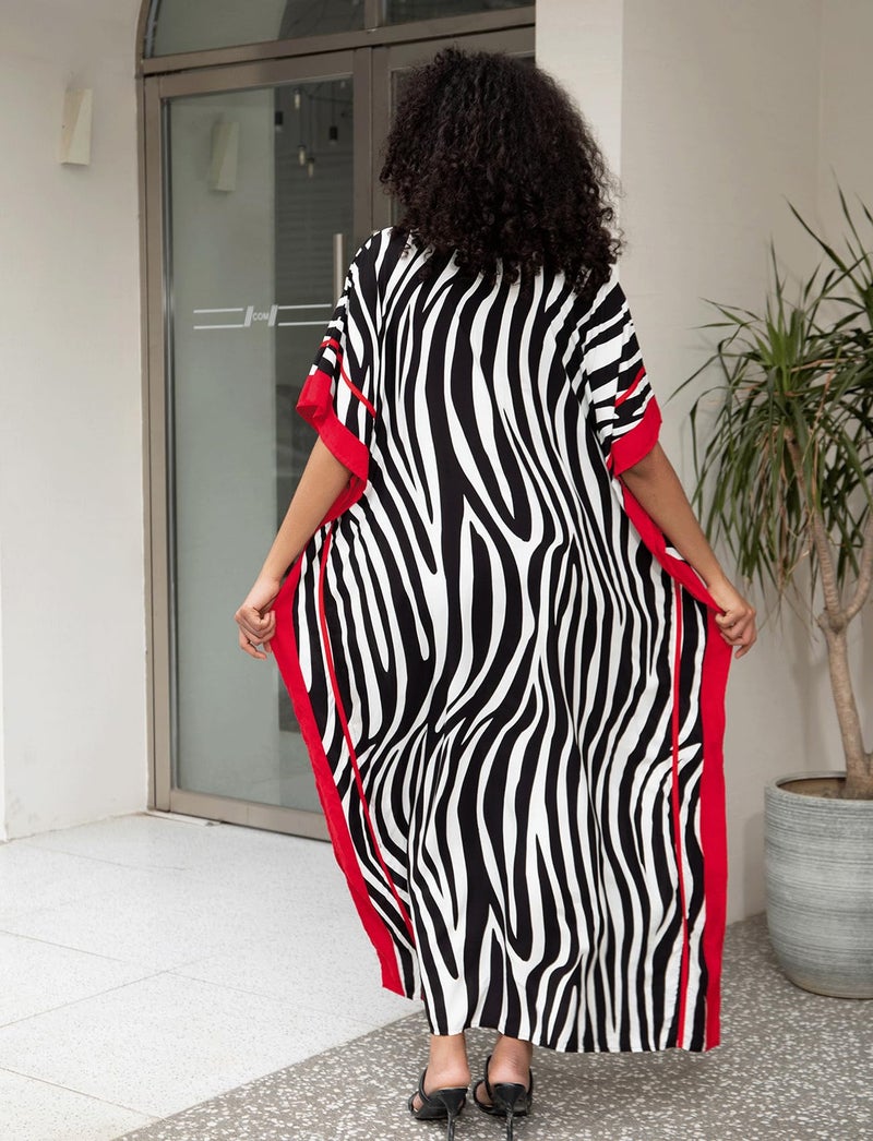 KECVOT Kaftan Dresses for Women V-Neck Print Swimsuit Cover Up Plus Size Beach Caftan Lounge Dress - Image 5