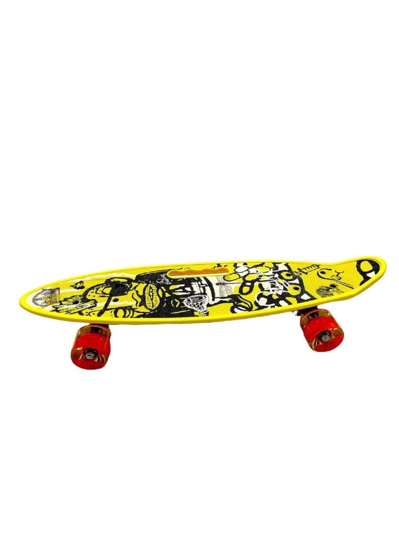 Generic Skateboard Size 60 X 16 cm Cruiser Skatebords For Kids, Completed Skateboards For Girls Boys Beginners, Anti-Slip Printed Deck, High Speed Bearings & Soft Pu BUShing Led Wheels  - Image 2