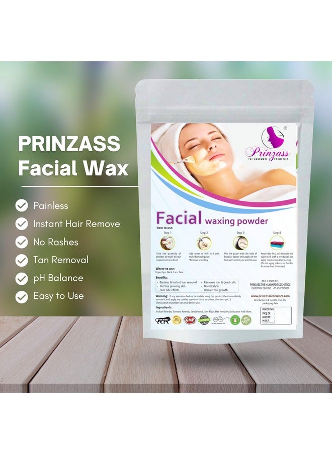 برينزاس لمستحضرات التجميل المصنوعة يدوياً بودرة شمع إزالة شعر الوجه من برينزاس ذا هاند ميد كوزماتيكس للنساء والرجال، لجميع أنواع البشرة، 100 جرام  - Image 2