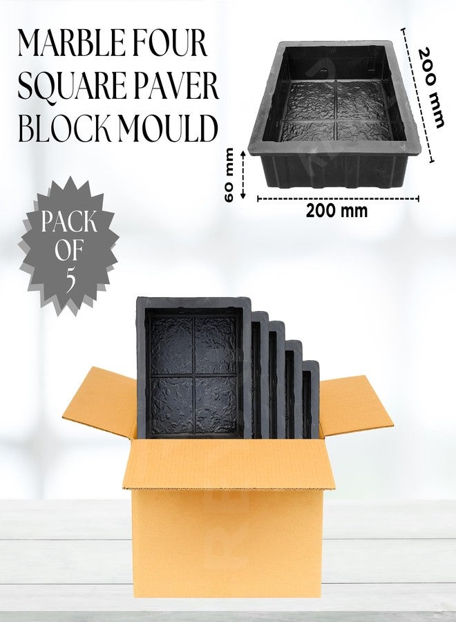 Reyal Black 8x8 Four Square Paver Block Mould 60mm (Pack of 5) Black Rubber Mold DIY Cement Mold Interlocking Paver Mould Pathway Mould Marble Paver - Image 2