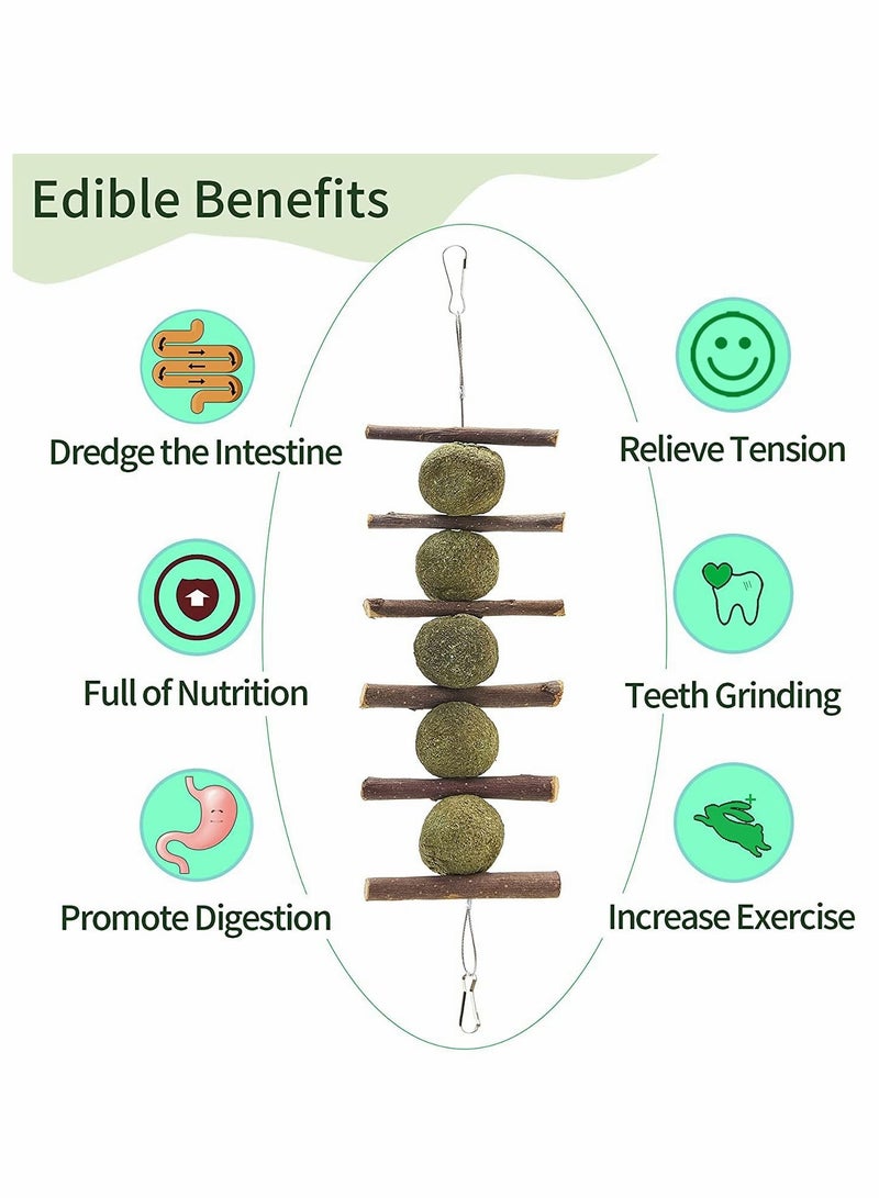Y&D طقم ألعاب مضغ للأرانب للحيوانات الصغيرة مواد طبيعية مصنوعة يدويًا للأرانب والشيشيلة والهامستر والسناجب والجرذان وما إلى ذلك لطحن أسنان الحيوانات القارضة 14 قطعة - Image 4