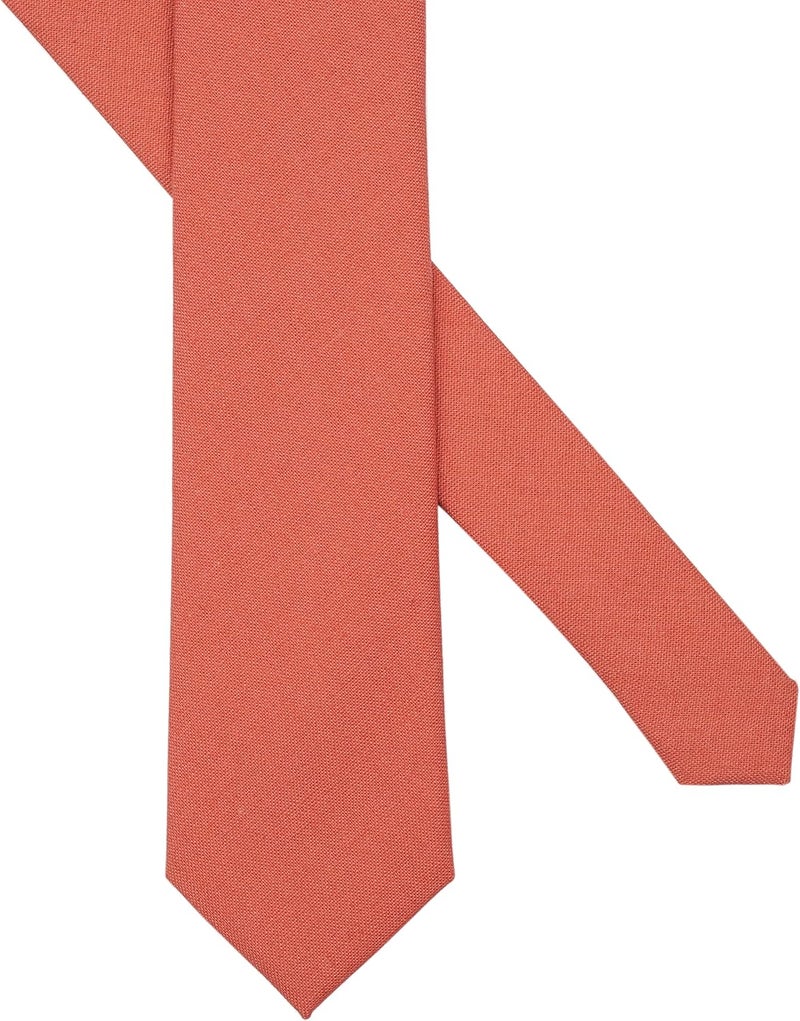 BELLUNO Men's Skinny Ties, Cotton Linen Blend 2.5 inch Solid Neckties - Image 3