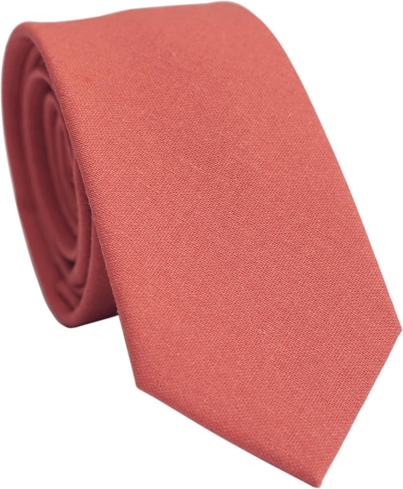 BELLUNO Men's Skinny Ties, Cotton Linen Blend 2.5 inch Solid Neckties - Image 1