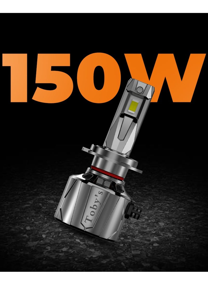 Toby's - Toby's New Launch 2024 Upgraded U8 LED Headlight with 150W/Pair Power 15000LM/Pair Lumens, Color Temperature 6500K Plug and Play, Non-Polarity, Fog Headlight (H7) - Image 1