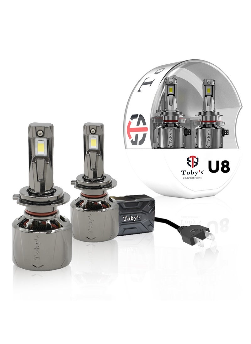 Toby's - Toby's New Launch 2024 Upgraded U8 LED Headlight with 150W/Pair Power 15000LM/Pair Lumens, Color Temperature 6500K Plug and Play, Non-Polarity, Fog Headlight (H7) - Image 1