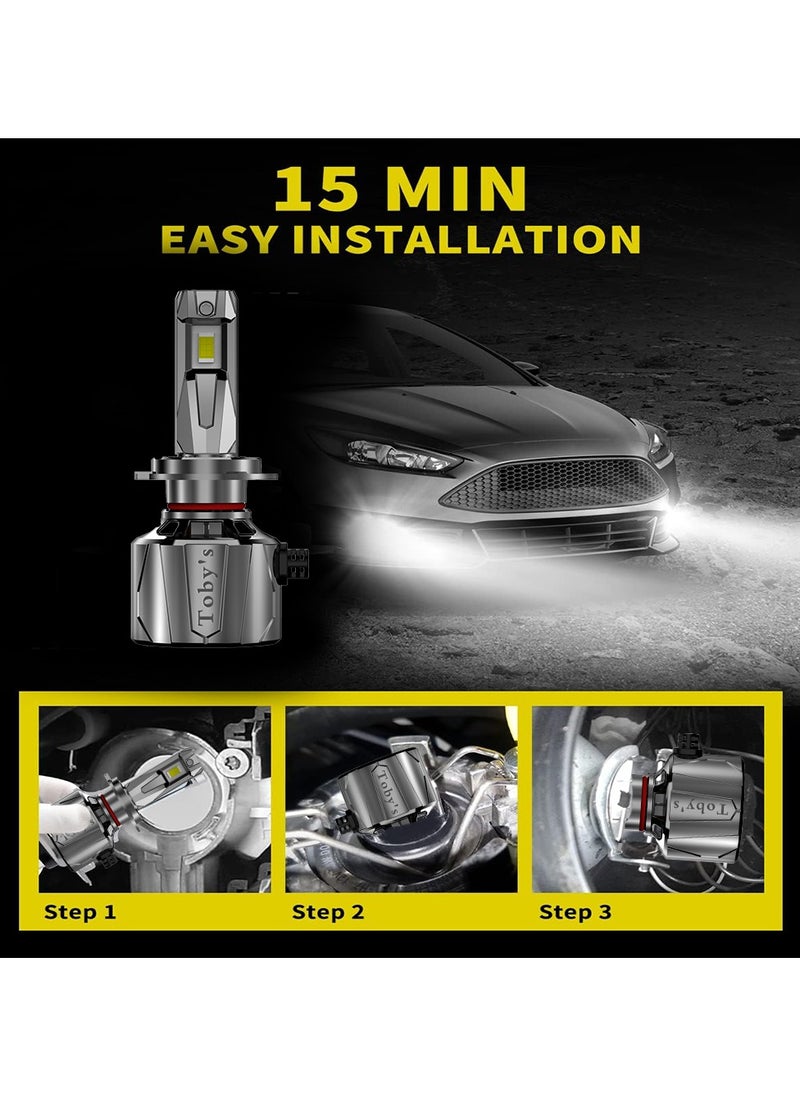 Toby's - Toby's New Launch 2024 Upgraded U8 LED Headlight with 150W/Pair Power 15000LM/Pair Lumens, Color Temperature 6500K Plug and Play, Non-Polarity, Fog Headlight (H7) - Image 1