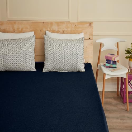 Wakefit Cotton Feel Ultra Soft Waterproof Mattress Protector | Breathable - Hypoallergenic Mattresses Cover 78" x 66" - Queen, Blue - Image 2