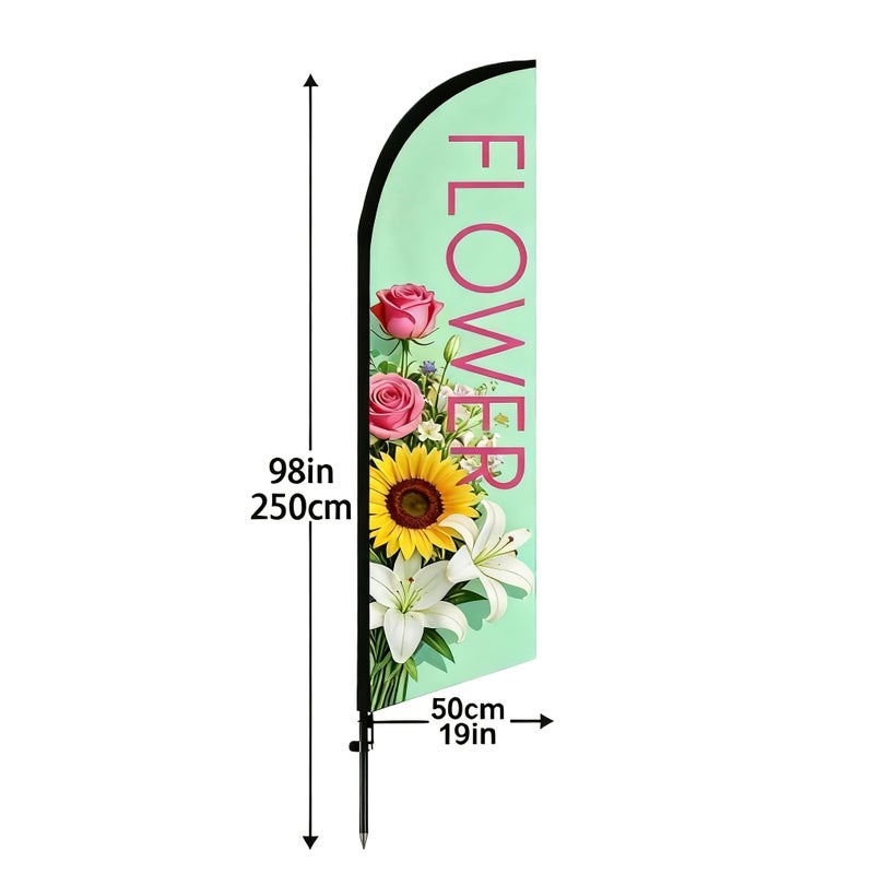 Green Floral Theme Banner 6 5Ft Premium Polyester Fabric Wedding Flower Shop Display - Image 3