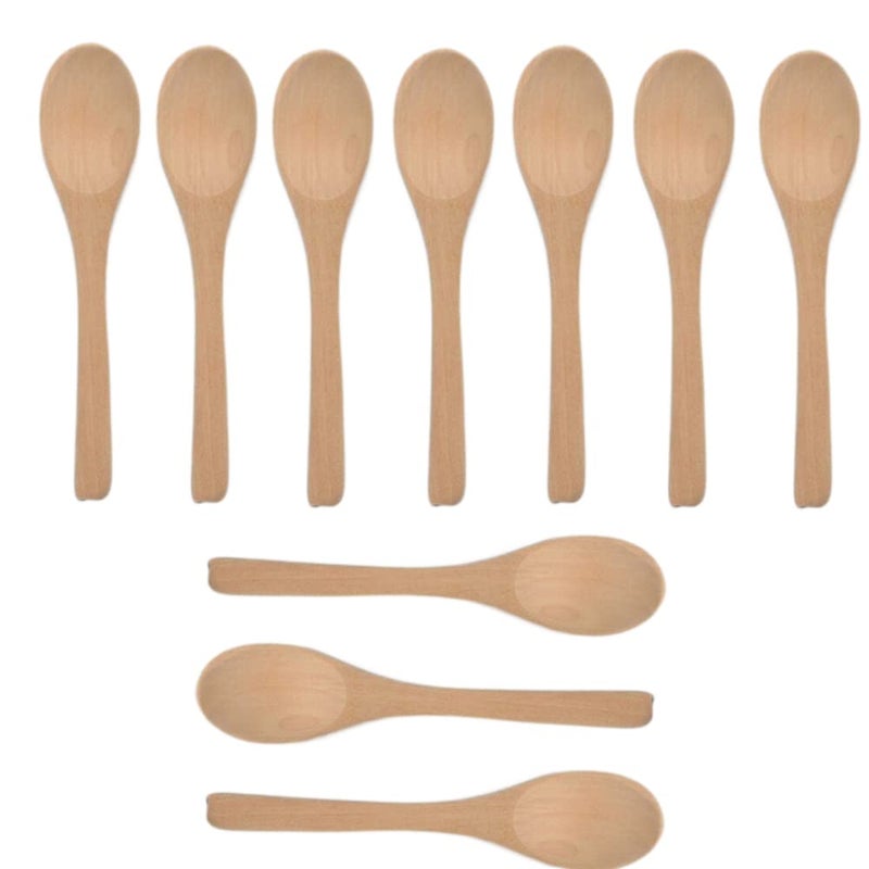 10 Pcs Handmade Small Wooden Spoon Honey Teaspoon Seasoning Coffee Tea Sugar Salt Jam Mustard Ice Cream Bamboo Spoons