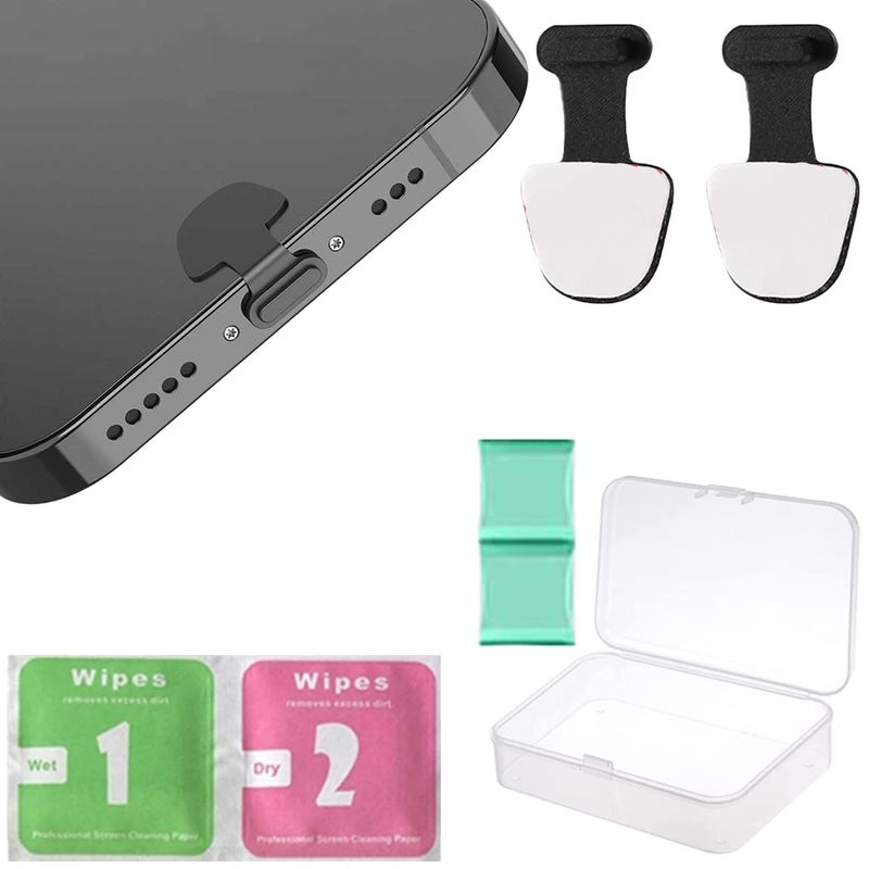 BRAINLE Mobile Phone Dustproof Net Stickers, Speaker Mesh Anti Dust Proof Adhesive Sticker for iPhone and Android Phone Speaker Dustproof Sticker(2 PCS Apple Plug, Black) - Image 1