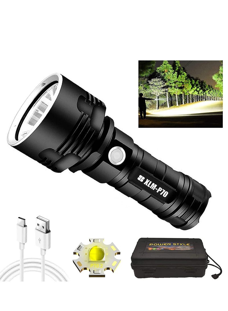 HOMESTAR 30000-100000 lumens Rechargeable led Tactical Flashlight，Super Bright 3 Modes Handheld Flashlights ，Brightest Powerful 50W XLM-P70 LED USB Torch - Image 1