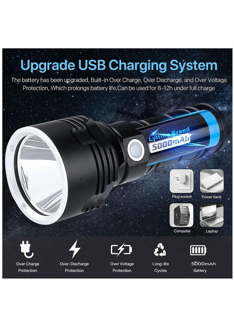 HOMESTAR 30000-100000 lumens Rechargeable led Tactical Flashlight，Super Bright 3 Modes Handheld Flashlights ，Brightest Powerful 50W XLM-P70 LED USB Torch - Image 3