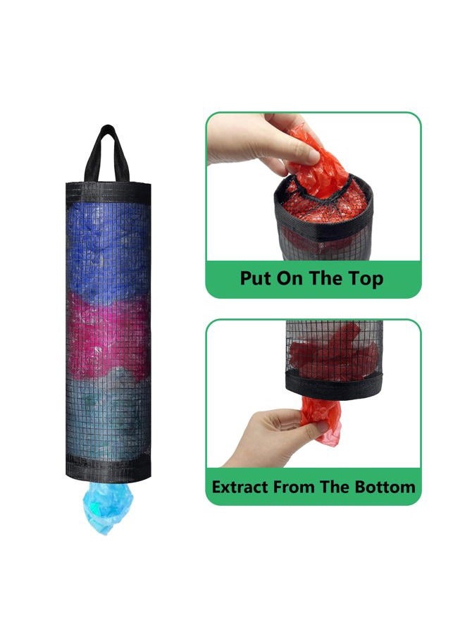 OWMOSYX 4 Pcs Plastic Bag Holder for Grocery Bags, Hanging Storage Bags Plastic Mesh Bags Dispenser Organizer Trash Bags Grocery Shopping Bag Holder for Home And Kitchen - Image 3
