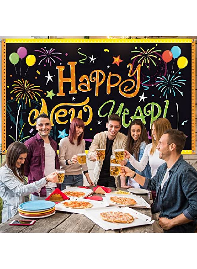 Tatuo خلفية رأس السنة الجديدة 2022 لافتة خلفية يوم رأس السنة الجديدة زينة حفلة ليلة رأس السنة لتزيين حفلة رأس السنة كشك الصور ديكور داخلي خارجي 43.3 × 72.8 بوصة - Image 3