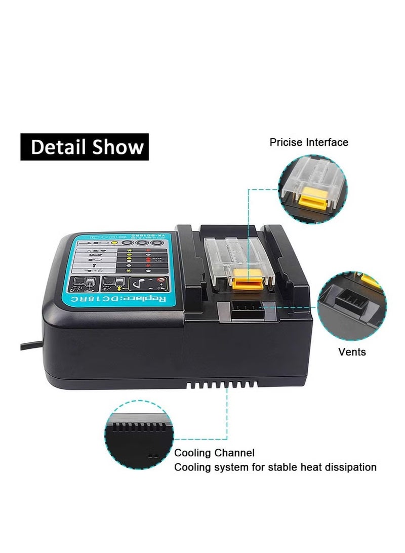 DC18RC Fast Charger for Makita Battery 14.4V-18V BL1830 BL1840 BL1850 BL1860 BL1815 BL1430 BL1450 BL1440 - Image 3