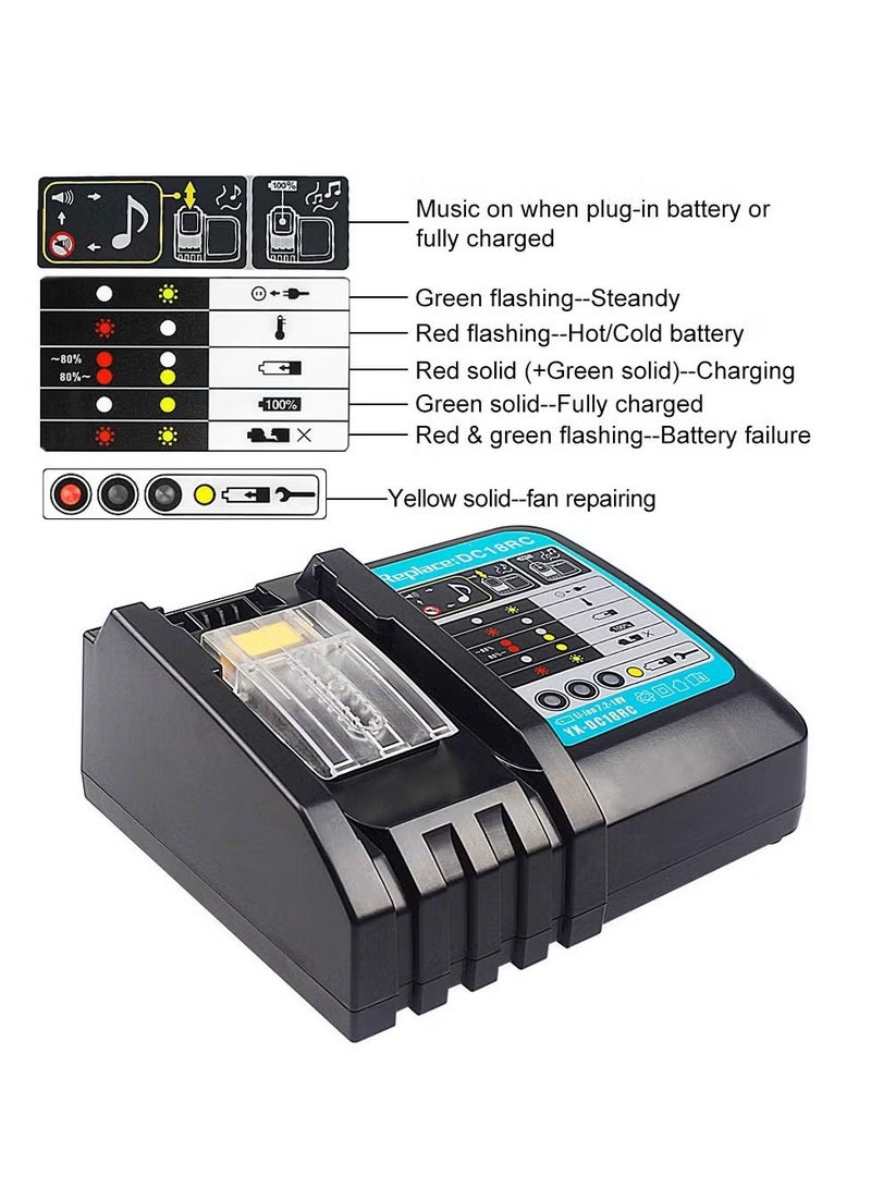DC18RC Fast Charger for Makita Battery 14.4V-18V BL1830 BL1840 BL1850 BL1860 BL1815 BL1430 BL1450 BL1440 - Image 5