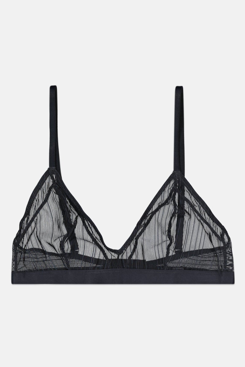 Etam Women Non-Padded Triangle Lace Bra, Dark Grey - Image 1