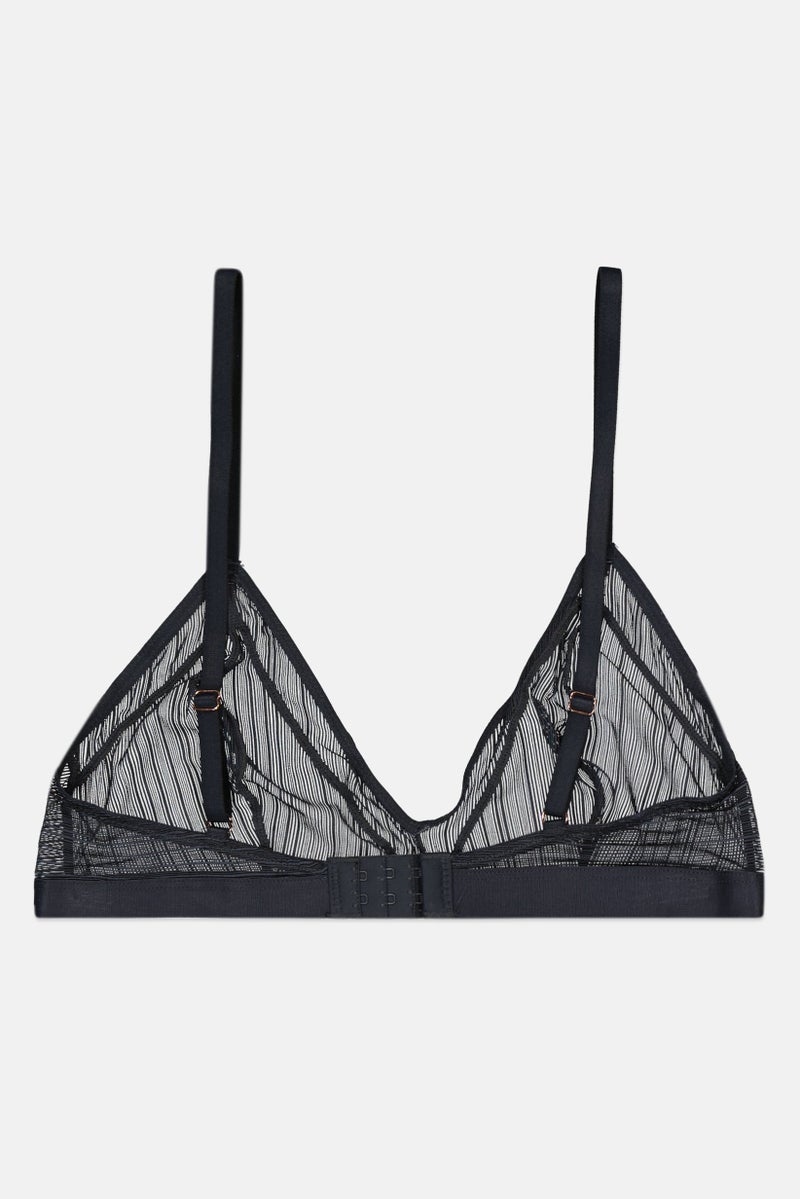 Etam Women Non-Padded Triangle Lace Bra, Dark Grey - Image 2