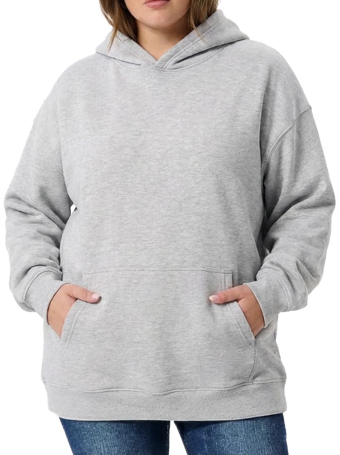 OLRIK Plus Size Sweatshirts for Women Hooded Fleece-Lined Heavyweight Sweatshirt Sweater Soft Loose Fit Pullover for Casual Fall Winter Wear Heather Grey-3X - Image 1