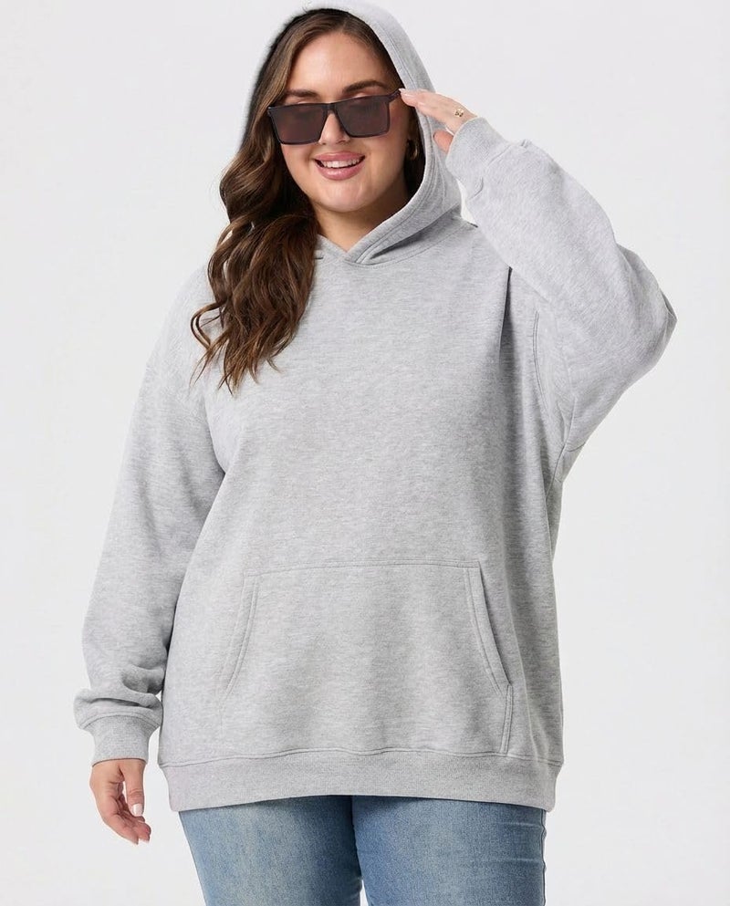 OLRIK Plus Size Sweatshirts for Women Hooded Fleece-Lined Heavyweight Sweatshirt Sweater Soft Loose Fit Pullover for Casual Fall Winter Wear Heather Grey-3X - Image 5