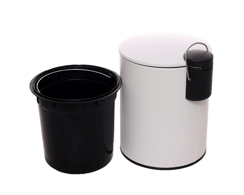 Homfel Pedal Bin Steel 3L Round Beige Thin lid with soft close & inner bucket - Image 2