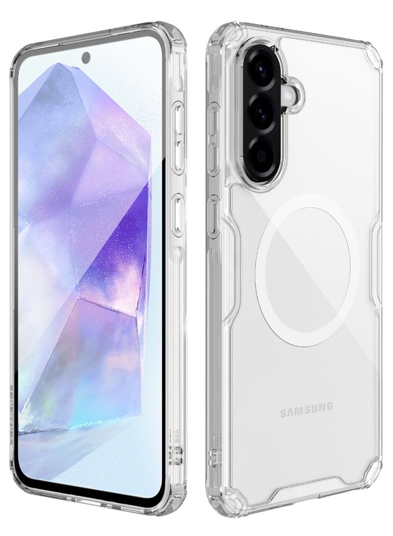 Nillkin Magnetic for Samsung Galaxy A56 5G Case, Hard PC Back with Soft Edges Cover, Transparent - Image 1