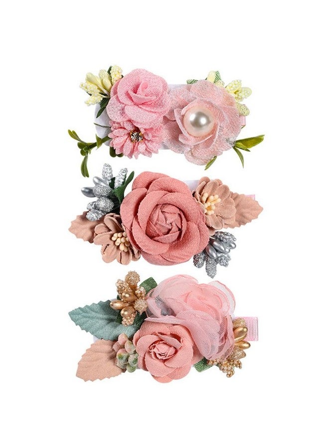 PALAY 3 Pack Flower Hair Clips For Girls Kids, Handmade Floral Hair Bow Hair Accessories For Girls, Baby Toddlers, Teens Gifts, Multi - Image 1