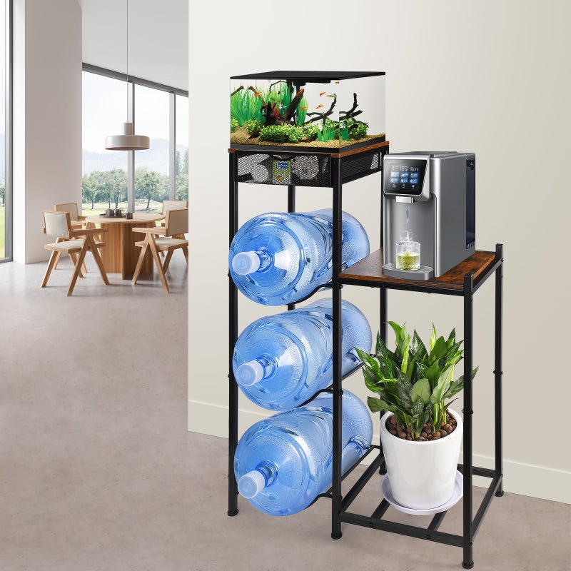 CAROD 5 Gallon Water Jug Holder, Water Storage Rack Water Dispenser Stand With Wood Tabletop Shelf, 5 Gal Water Bottle Holder Water Cooler Jug Rack with 2 Wood Storage Shelves - Image 5