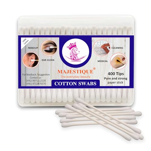 Majestique Paper Cotton Swabs (200 Stick) Natural Cotton Buds, Cruelty-Free Cotton Swabs, Gentle on Face, Ear Cleaning, Makeup, and Beauty Applicator, Nail Polish Removal, All Natural Cotton Swabs - Image 1