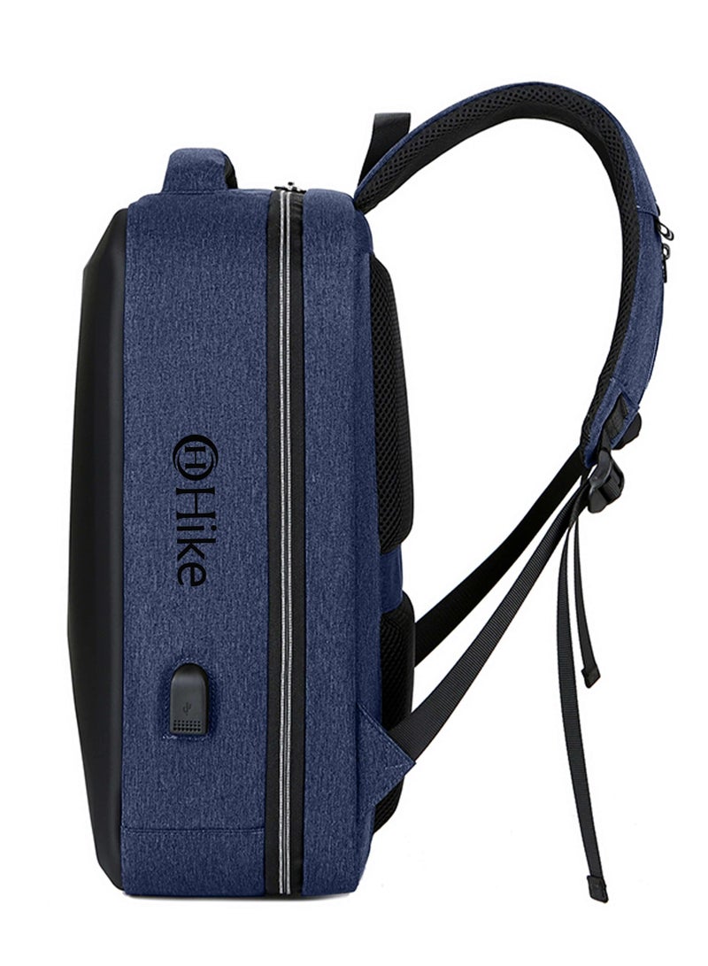Hike Semi Hard 17-inch Unisex Laptop Backpack with Built in Combination lock and USB/ Headphone Port Daypack for Travel, Office and Business, HK2020-DEEPBLUE - Image 3